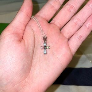 Silver Chain multicolored charm cross